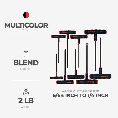 Eklind Tool 9 Piece Set Power T Handle Ball Hex Key Alloy Steel Allen Wrench