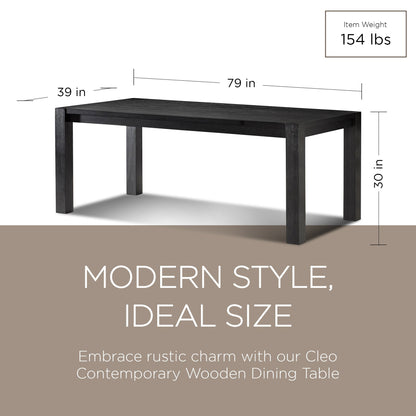 Maven Lane Cleo Contemporary Wooden Dining Table in Refined Black Finish
