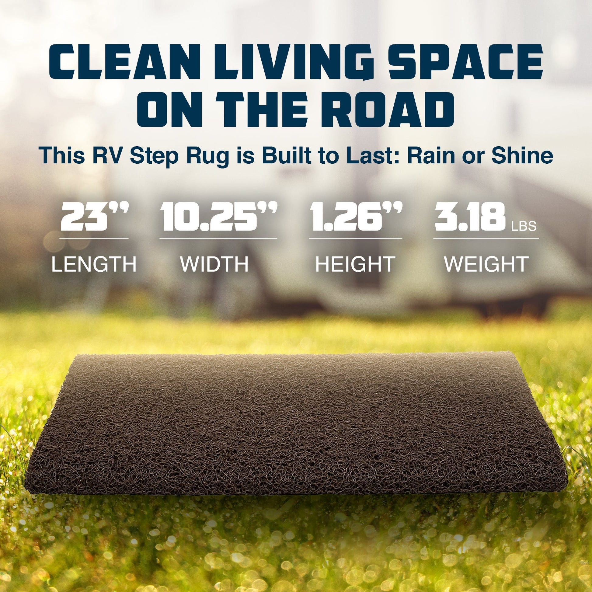 Camco Premium Wrap Around RV Step Rug with Looped PVC Material and Spring, Brown - Find Fresh Goods