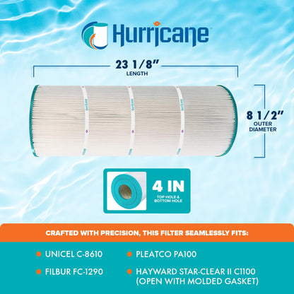 Hurricane HF8610-01 Advanced Pool and Spa Filter Cartridge Replacement, White