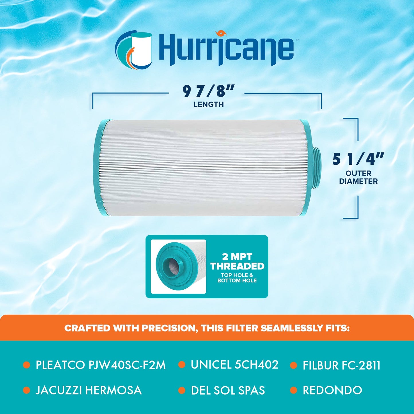 Hurricane HF5H402-01 Advanced Pool and Spa Filter Cartridge Replacement, White
