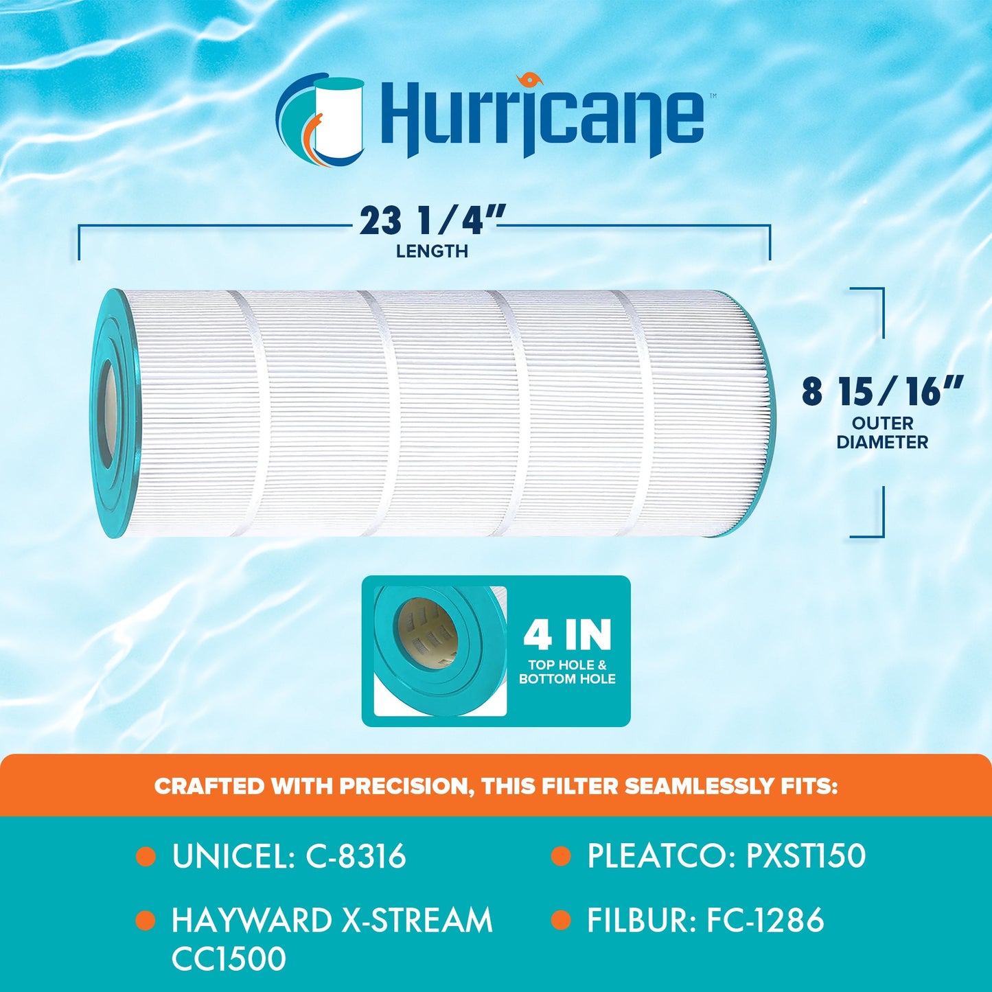 Hurricane HF8316-01 Advanced Pool and Spa Filter Cartridge Replacement, White
