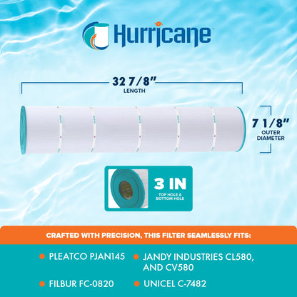 Hurricane 4 Pack HF7482-04 Advanced Pool and Spa Filter Cartridge Replacement