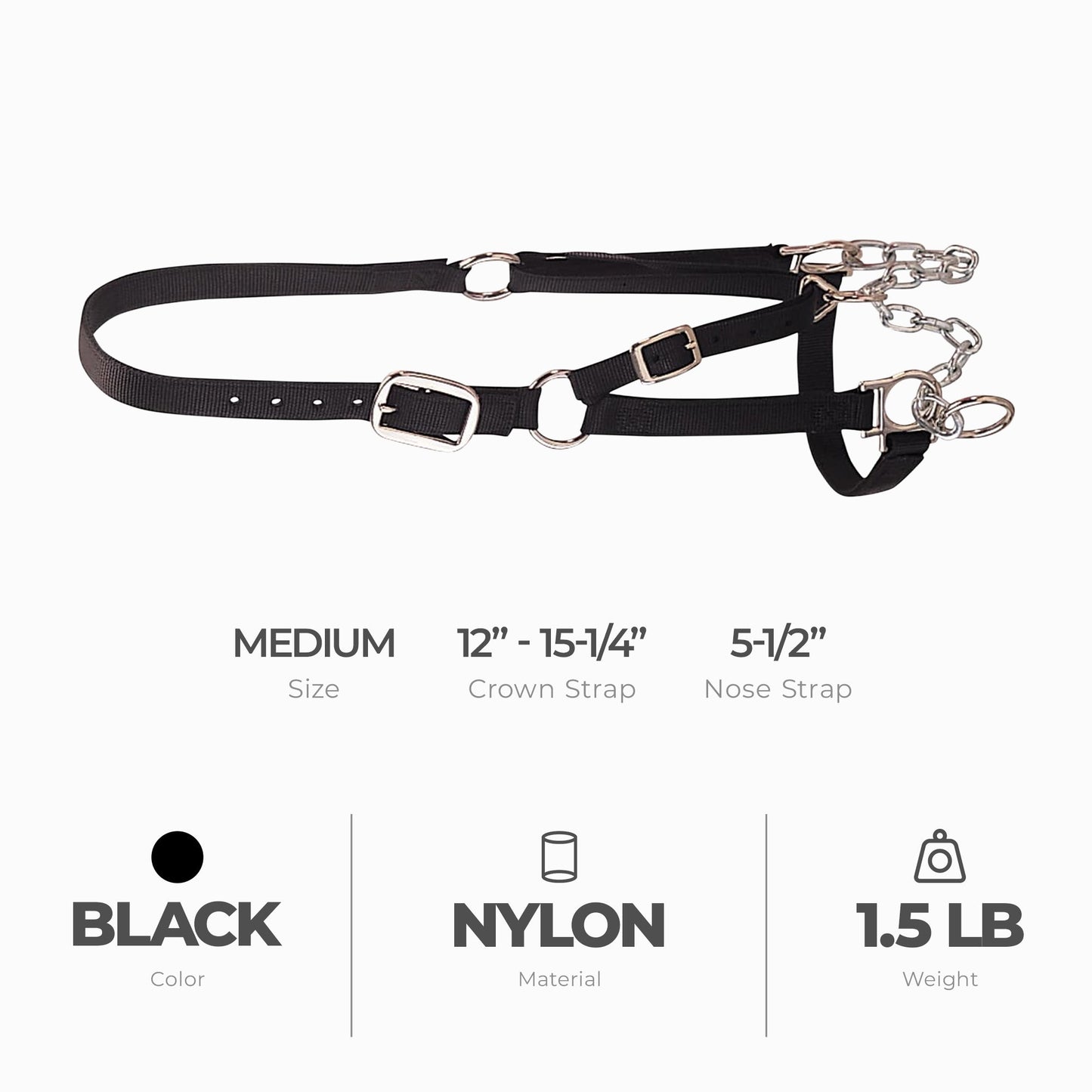 Weaver Leather Medium Cattle Halter with Double Stitched Nylon and Chin Choker