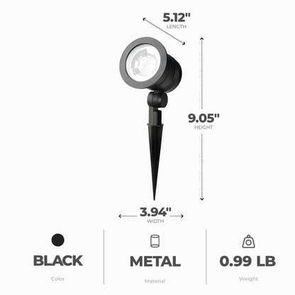 Fusion Wired Low-Voltage LED Spotlight Metal Outdoor Light w/ 1000 Lumens, Black