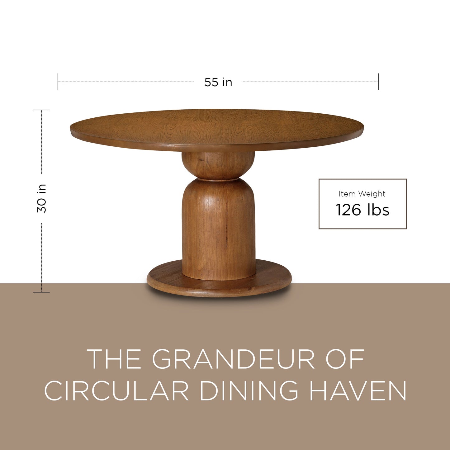 Mila Contemporary Round Wooden Dining Table in Refined Brown Finish