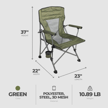 Four Seasons Courtyard Quad Sports Arm Chair with Lumbar Support, Green (4 Pack)