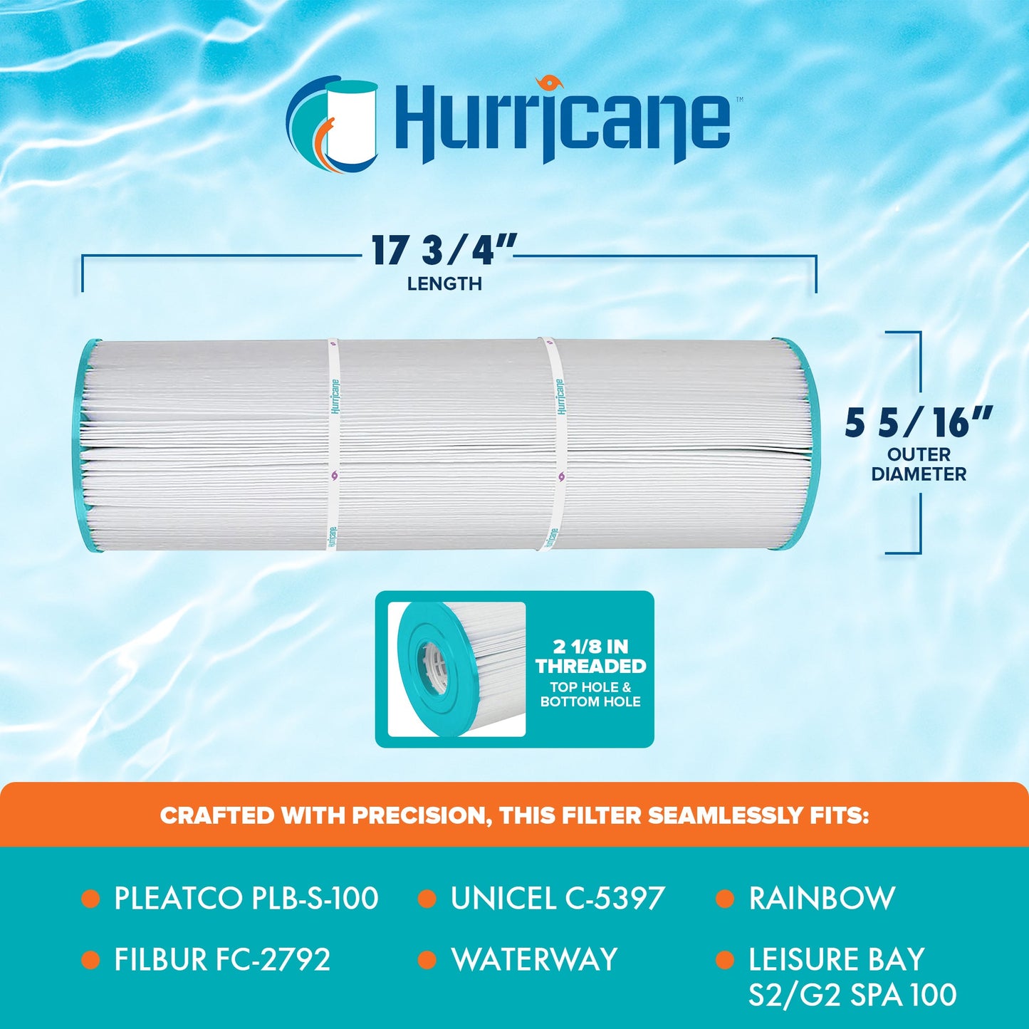 Hurricane HF5397-01 Spa Filter Cartridge for PLB-S-100 and Unicel C-5397, 2 Pack