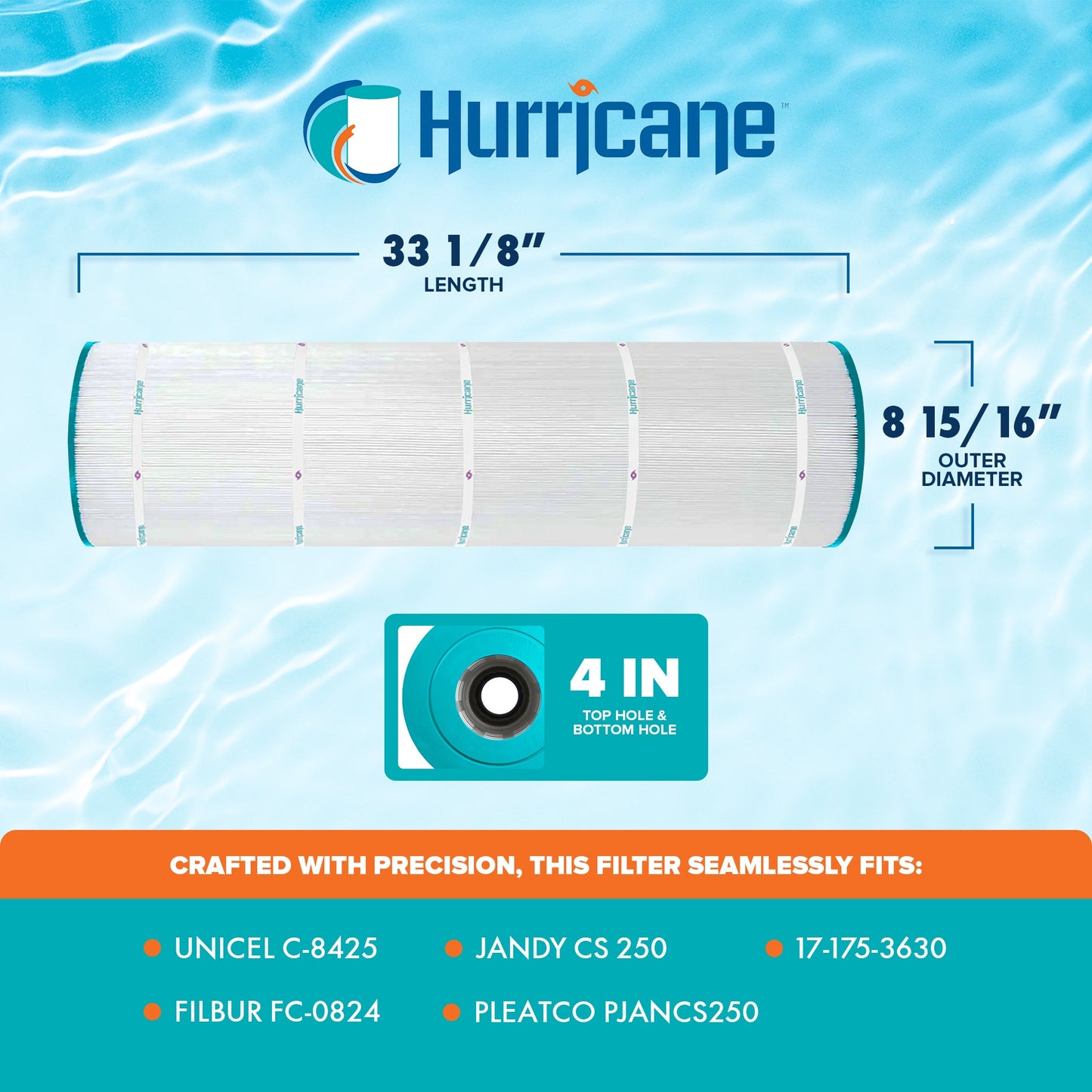 Hurricane HF8425-01 Advanced Swimming Pool Filter Cartridge Replacement, White