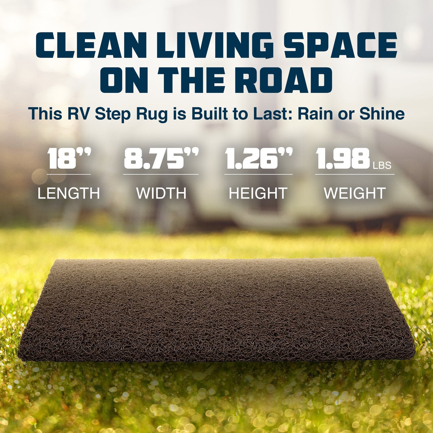 Camco Premium Wrap Around RV Step Rug with Looped PVC Material and Spring, Brown - Find Fresh Goods