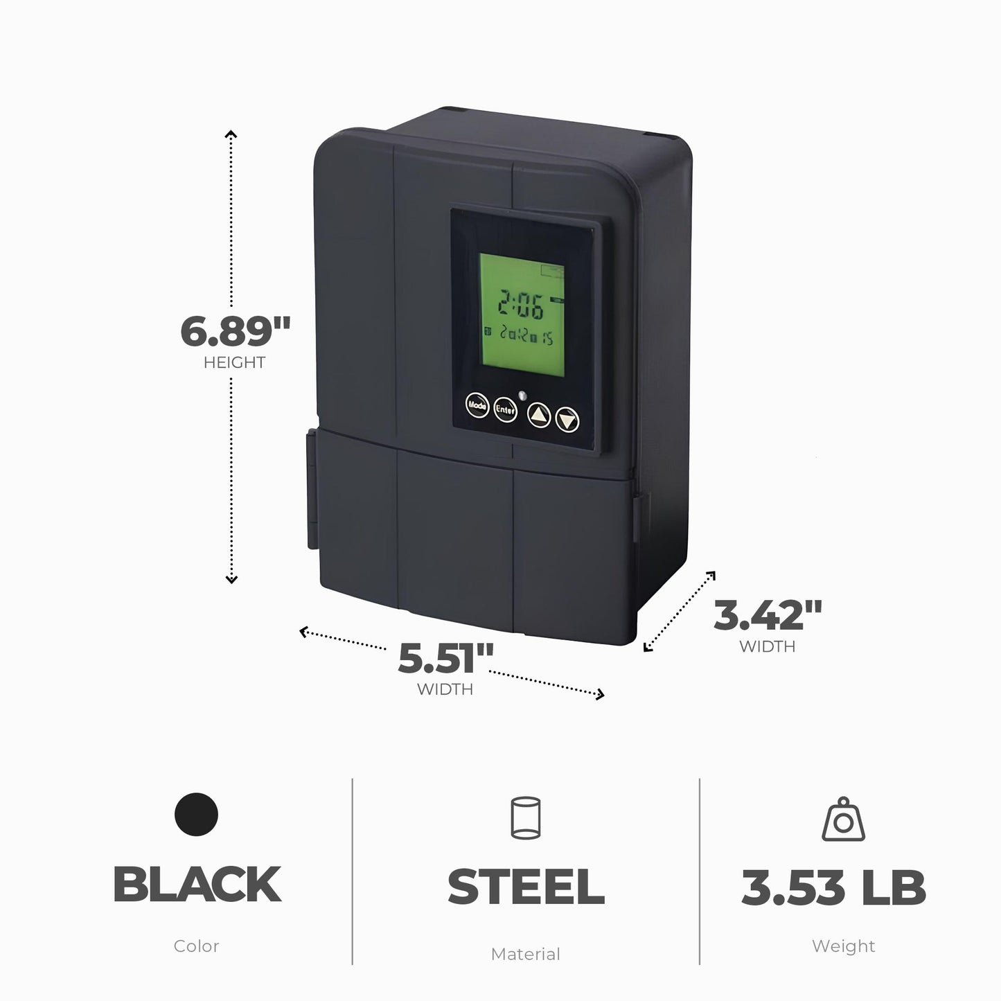 Fusion Low Voltage Outdoor LED Lighting Transformer with Timer, 50 Watt, Black