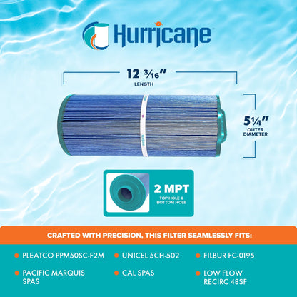 Hurricane HF5H502-01M Elite Aseptic Pool Spa Filter Cartridge Replacement, Blue
