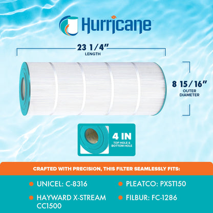 Hurricane 4 Pack HF8316-01 Advanced Pool and Spa Filter Cartridge Replacement