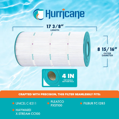 Hurricane Replacement Spa Filter Cartridge for PXST100 and Unicel C-8311, 4 Pack