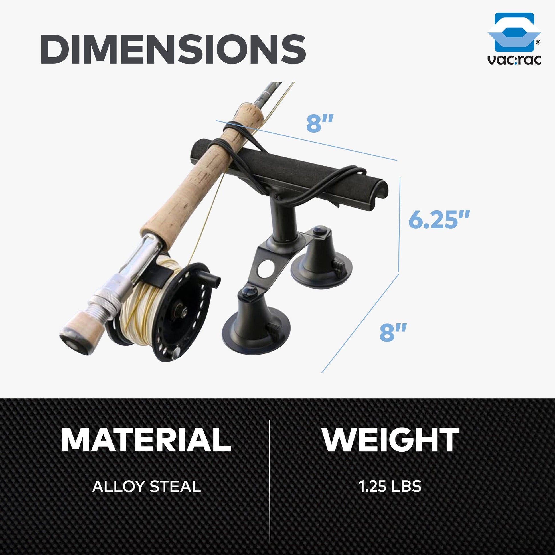 Vac Rac Quad Rack Fly Rod Mount Carrier Vacuum Suction Cup, Holds 4 Rods, Black - Find Fresh Goods