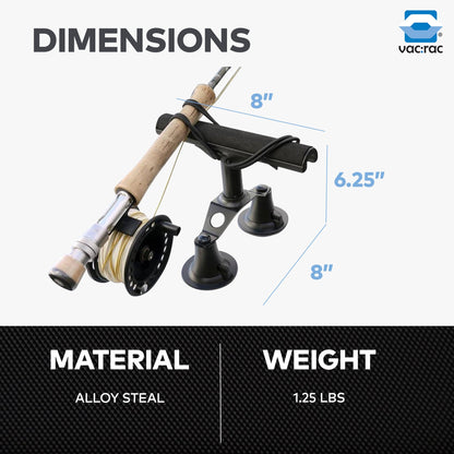 Vac Rac Quad Rack Fly Rod Mount Carrier Vacuum Suction Cup, Holds 4 Rods, Black - Find Fresh Goods