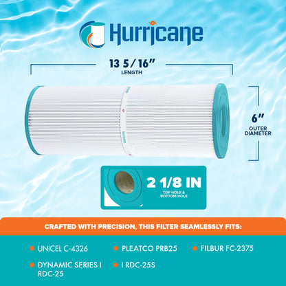 Hurricane HF4326 Spa Filter Cartridge Replacement, PRB25 & Unicel C-4326, 4 Pack