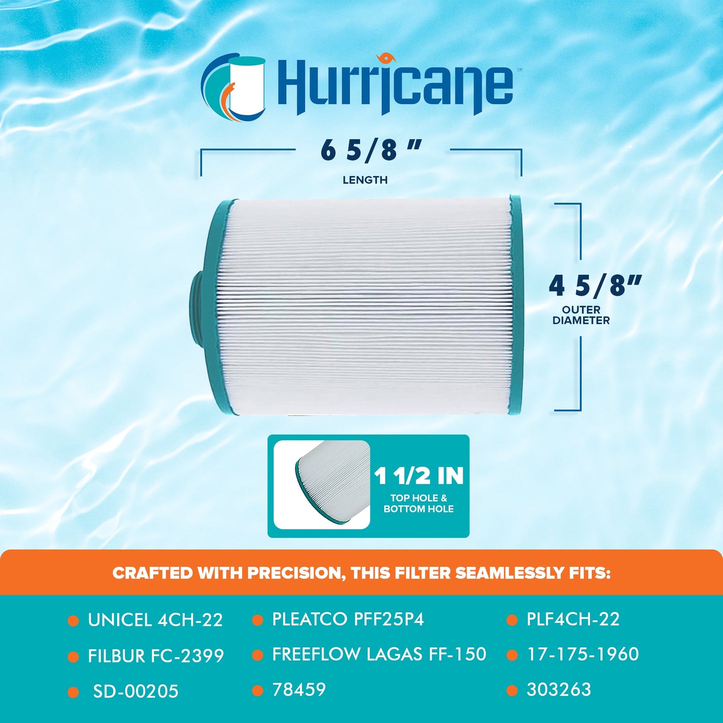 Hurricane HF4H22-01 Advanced Pool and Spa Filter Cartridge Replacement, White