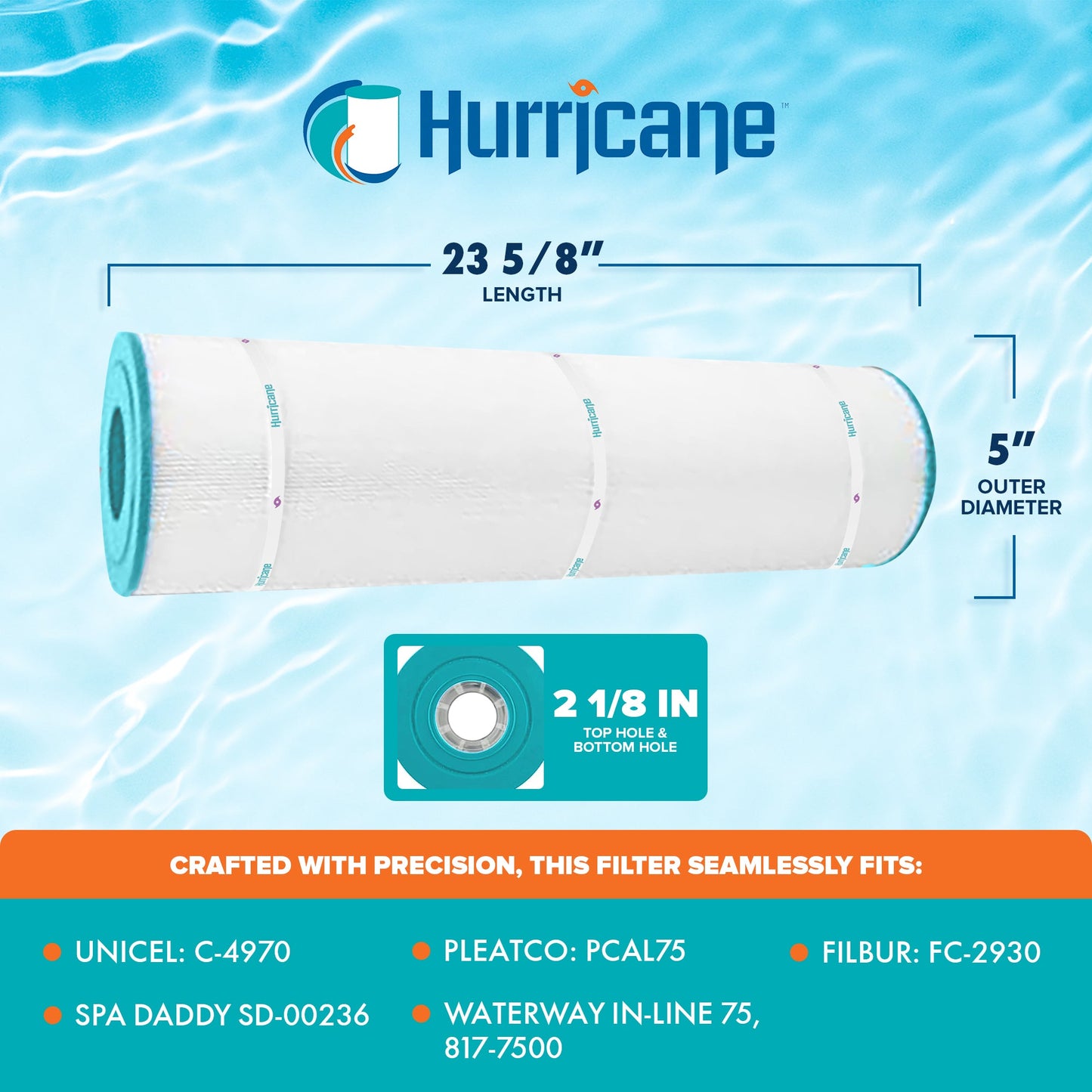 Hurricane Spa Filter Cartridge for Unicel: C-4970, PCAL75, Filbur FC-293, 4 Pack