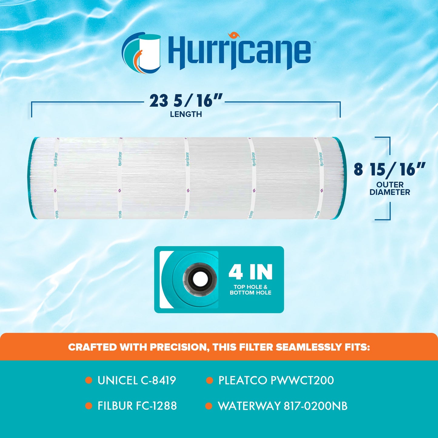 Hurricane HF8419-01 Advanced Swimming Pool Filter Cartridge Replacement, White