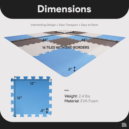 BalanceFrom Fitness 16 Tile Thick Interlocking Puzzle Foam Exercise Play Mat