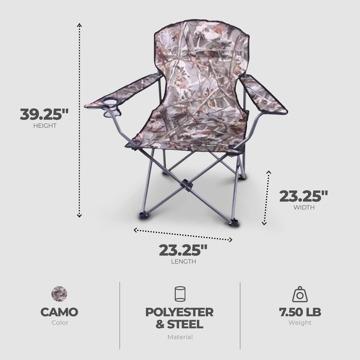 Four Seasons Courtyard Oversized Polyester Arm Chair w/Durable Steel Frame, Camo