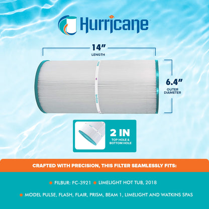 Hurricane Spa Filter Cartridge for Filbur FC-3921 and Limelight Tub, 4 Pack
