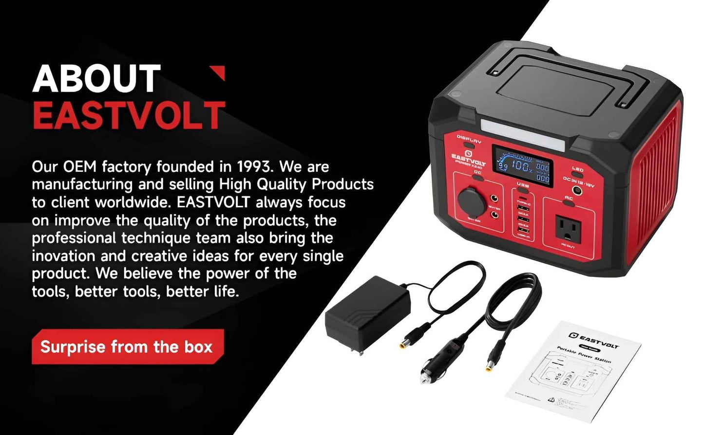 Eastvolt Portable Power Station 240W, 201.6Wh/56000mAh Lithium-Ion Battery with 110V AC Outlet, Solar Generator (Solar Panel Optional) for Emergencies Home and Outdoor Camping