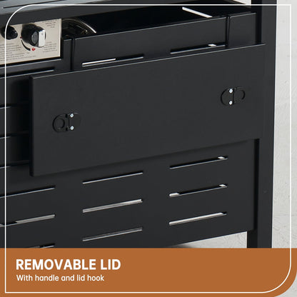 JolyDale 40" Propane Fire Pit Table, 50,000 BTU Auto Ignition Steel Gas Fire Pit with Removable Lid & Waterproof Cover for Patio, Backyard, Black