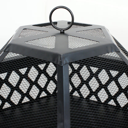 ZENSTYLE Outdoor Patio Steel Fire Pit - 24" Hex Shaped Backyard Fireplace Wood Burning Firepit Bowl