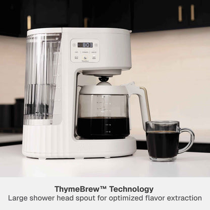 Thyme & Table 12-Cup Programmable Drip Coffee Maker with 60oz Water Reservoir, 4 Brew Modes, and Warming Plate, Sand White