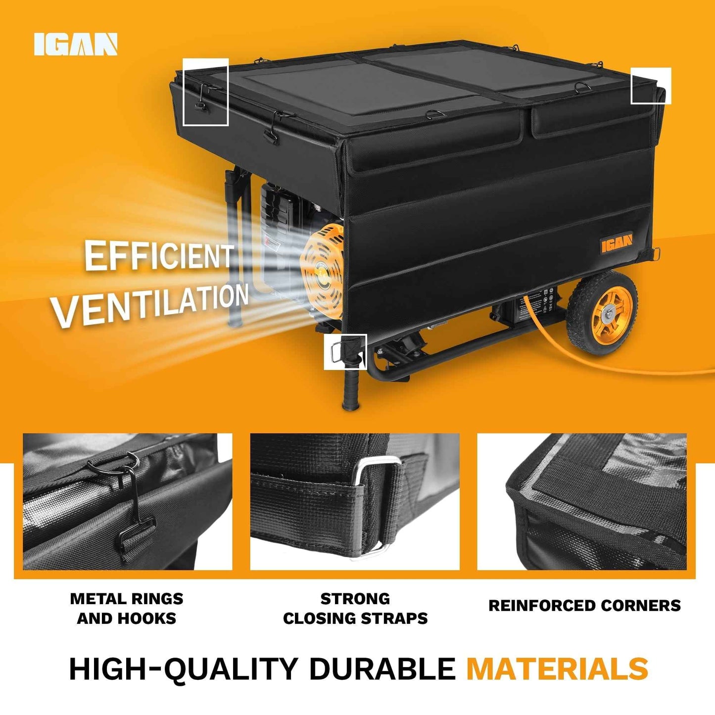 IGAN Generator Tent Waterproof Portable Cover for 3500–12000 Watt 9,2 lb. Black
