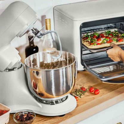 Beautiful 5.3 Qt Stand Mixer, White Icing with Flat Beater, Dough Hook, Balloon Whisk