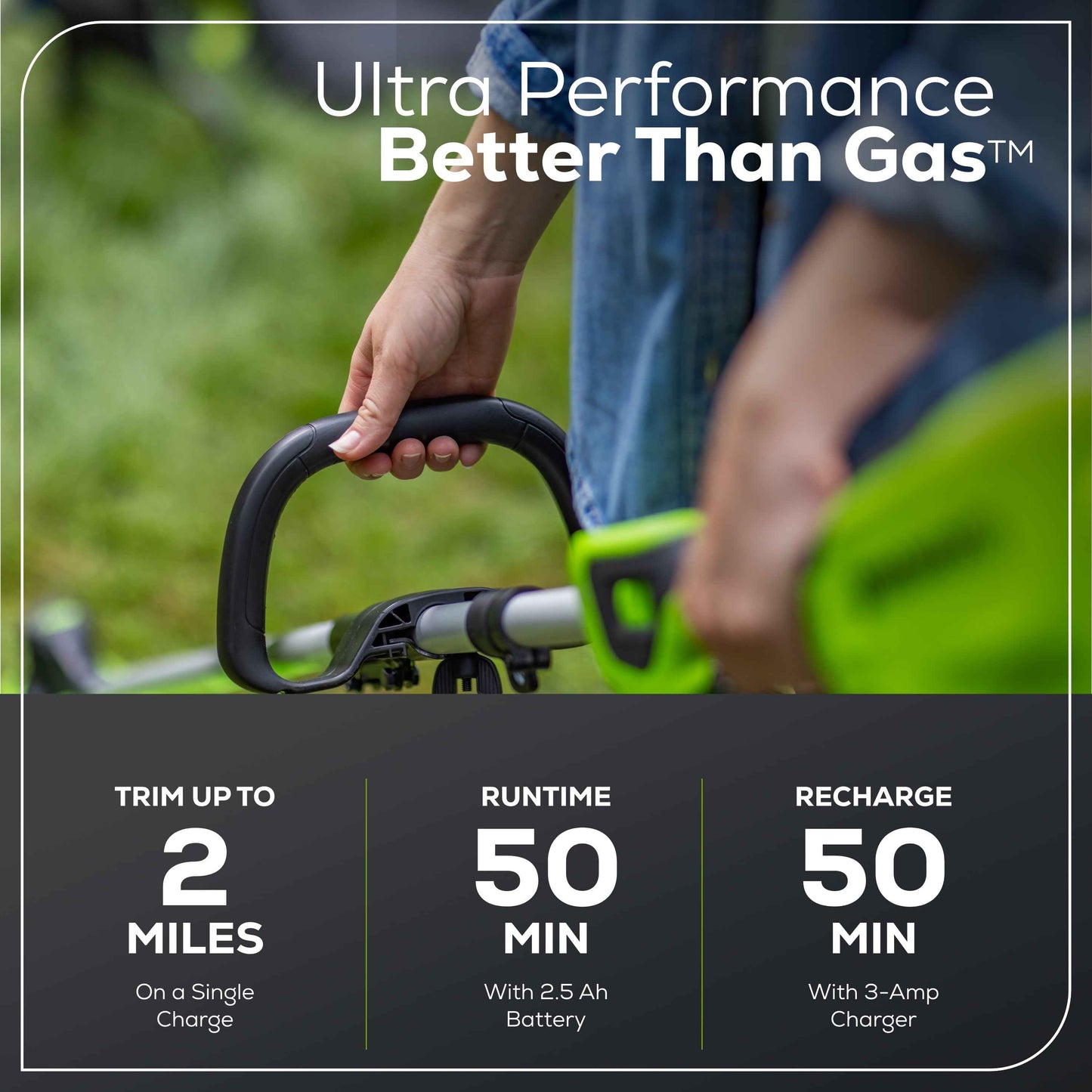 Greenworks 60V 16” Front Mount String Trimmer + 2.5Ah Battery & 3A Charger 2134302