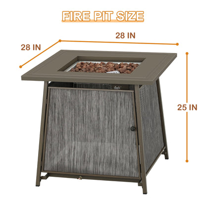 BALI OUTDOORS 28" Gas Fire Pit Table with Metal Lid and Lava Rocks, 50,000 BTU / Gray