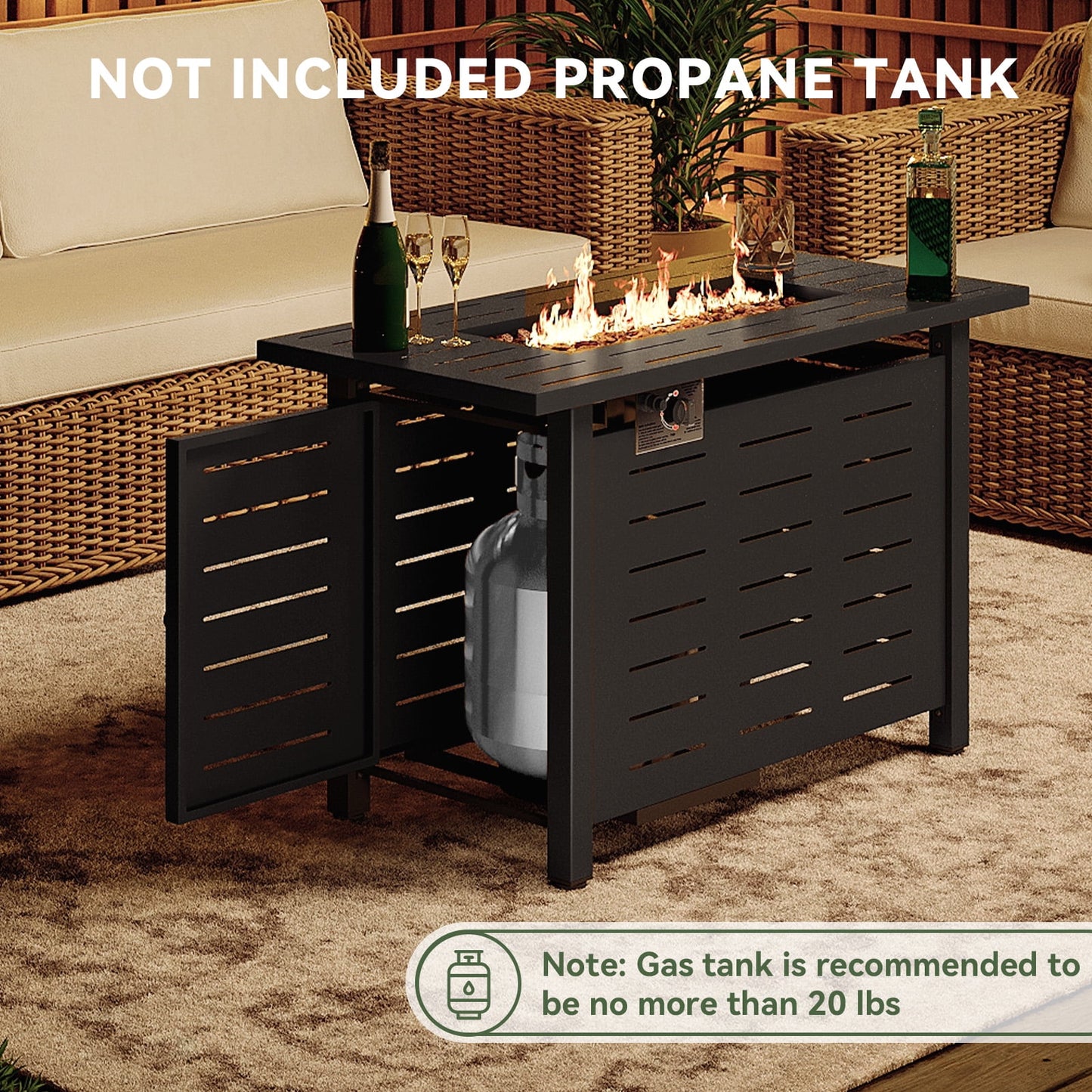 Sunmthink 40" Propane Fire Pit Table, 50,000 BTU Auto Ignition Steel Gas Fire Pit with Removable Lid & Waterproof Cover for Patio, Backyard, Black