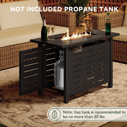 Sunmthink 40" Propane Fire Pit Table, 50,000 BTU Auto Ignition Steel Gas Fire Pit with Removable Lid & Waterproof Cover for Patio, Backyard, Black