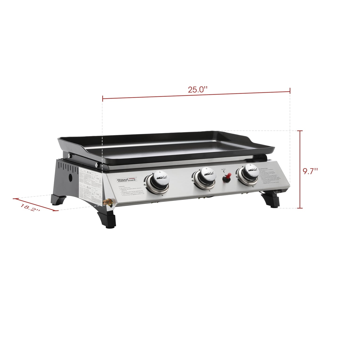 Royal Gourmet PD1300 3-Burner 26,400-BTU Portable Gas Grill Griddle, Outdoor Camping, Tailgating