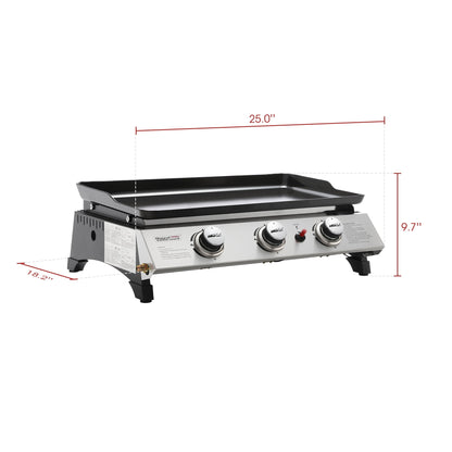 Royal Gourmet PD1300 3-Burner 26,400-BTU Portable Gas Grill Griddle, Outdoor Camping, Tailgating