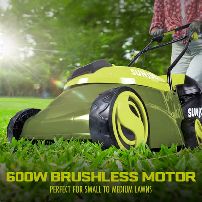 Sun Joe 28V Cordless 14" Brushless Push Walk-Behind Lawn Mower, Adjustable Cutting Height