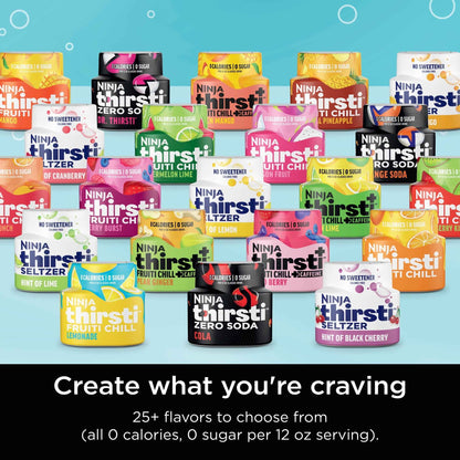 Ninja Thirsti Drink Maker, Still, Sparkling Custom Drink Kit, with CO2 Canister, Flavors, and 48 oz Reservoir