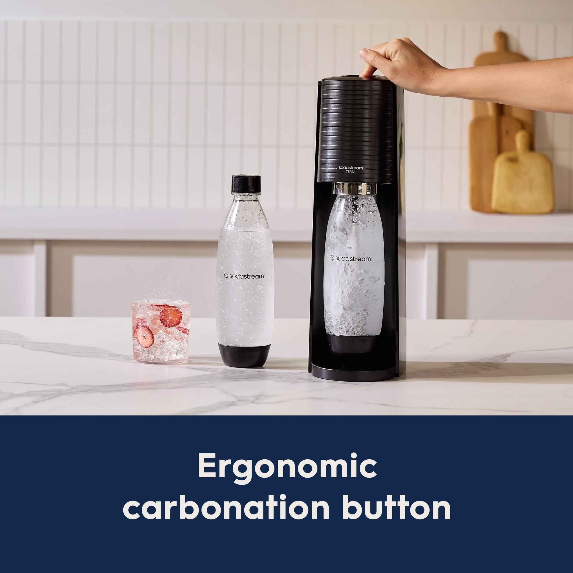 SodaStream Terra (Black) Sparkling Water Maker with CO2 and Carbonating Bottle