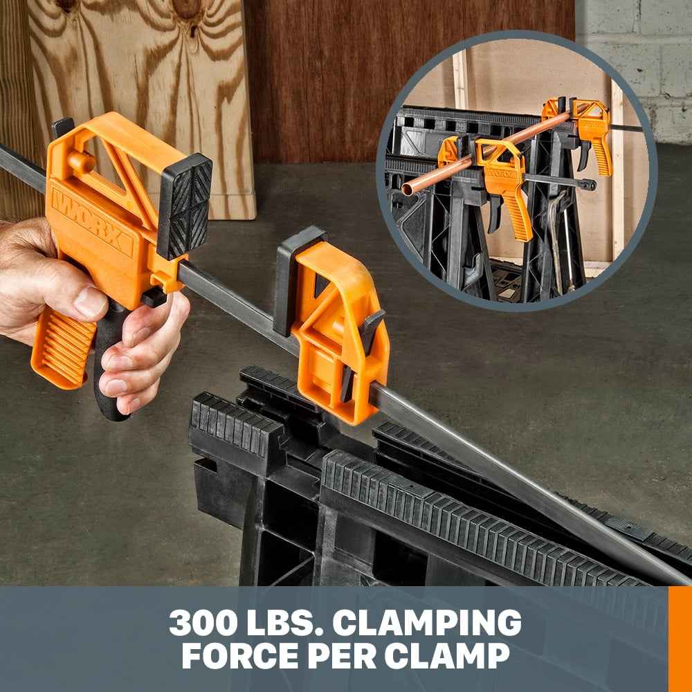 Worx WX065 Clamping Sawhorses with Bar Clamps