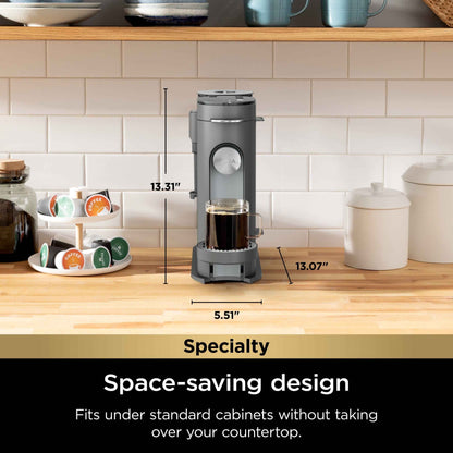 Ninja Single Serve Pods & Grounds Specialty Coffee Brewer, 4 Brew Styles, Gray, PB050