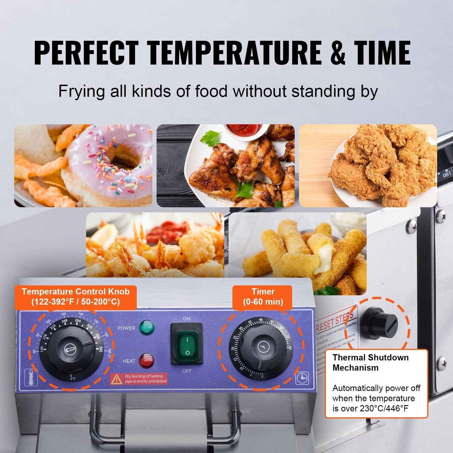 KFFKFF 3000W 2-Basket Commercial Electric Deep Fryer, Stainless Steel