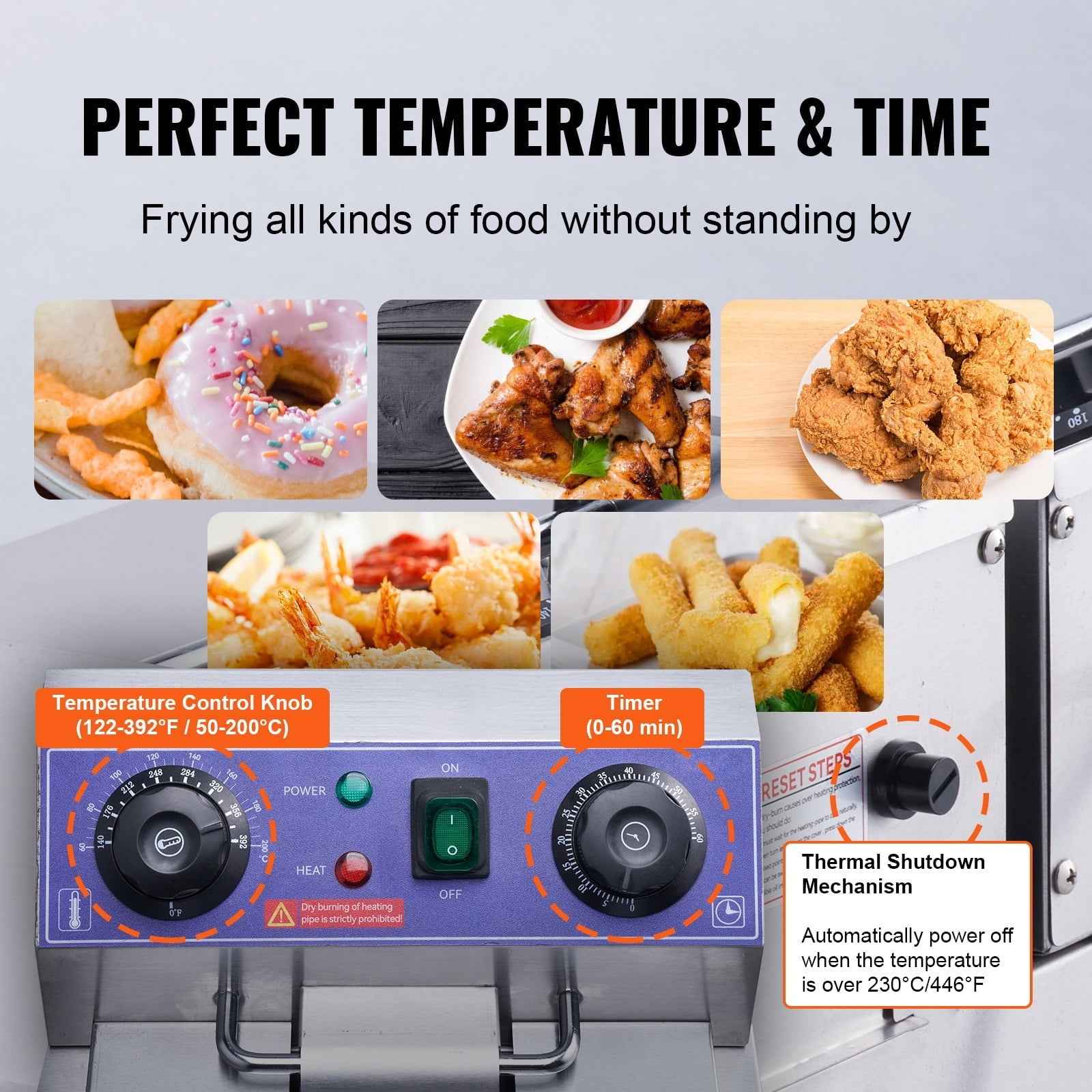 KFFKFF 3000W 2-Basket Commercial Electric Deep Fryer, Stainless Steel
