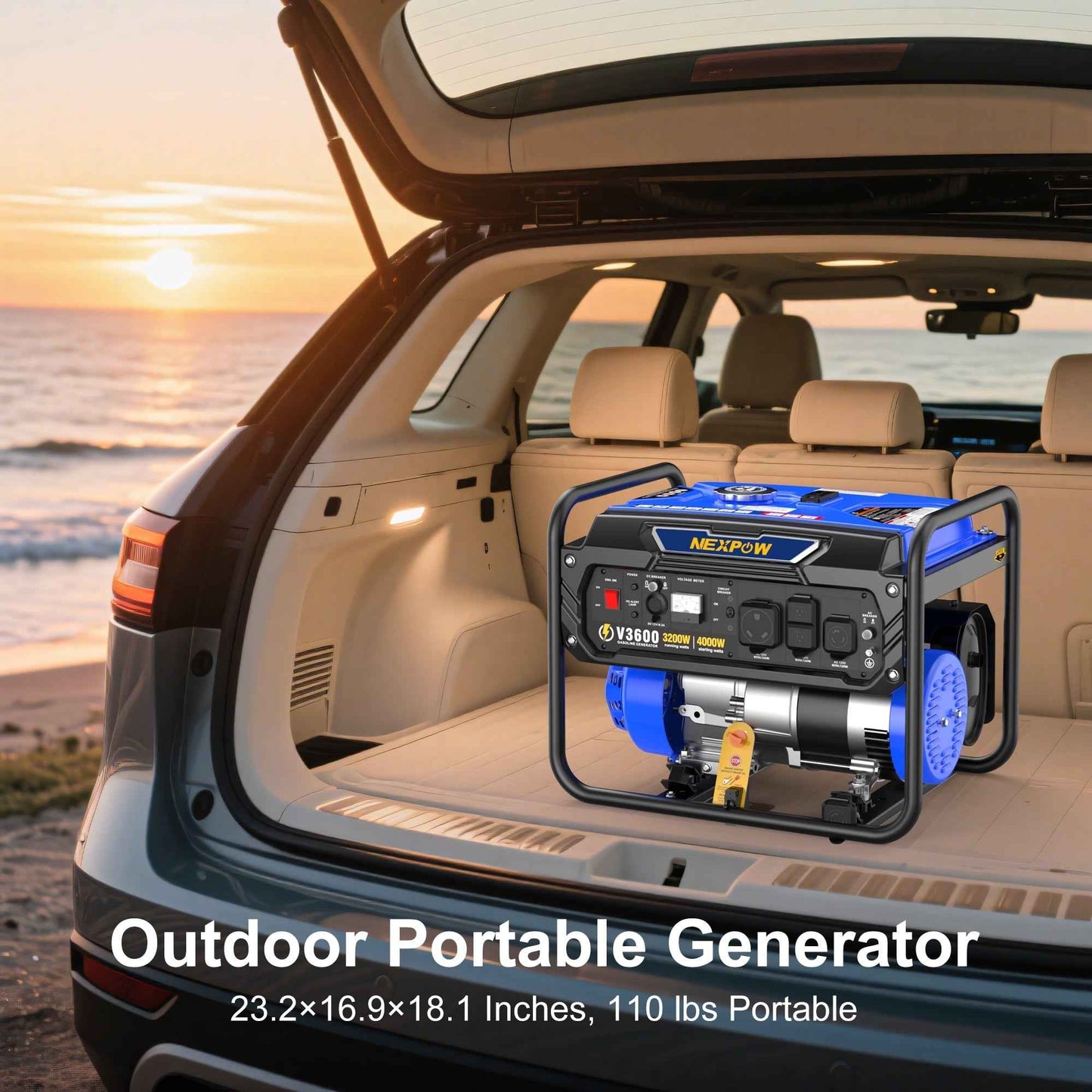 NEXPOW 4000W Portable Generator, Gasoline Powered RV Ready Generator for Backup Home & Outdoor Camping, EPA Compliant, 9H Full Load Runtime, Open Frame