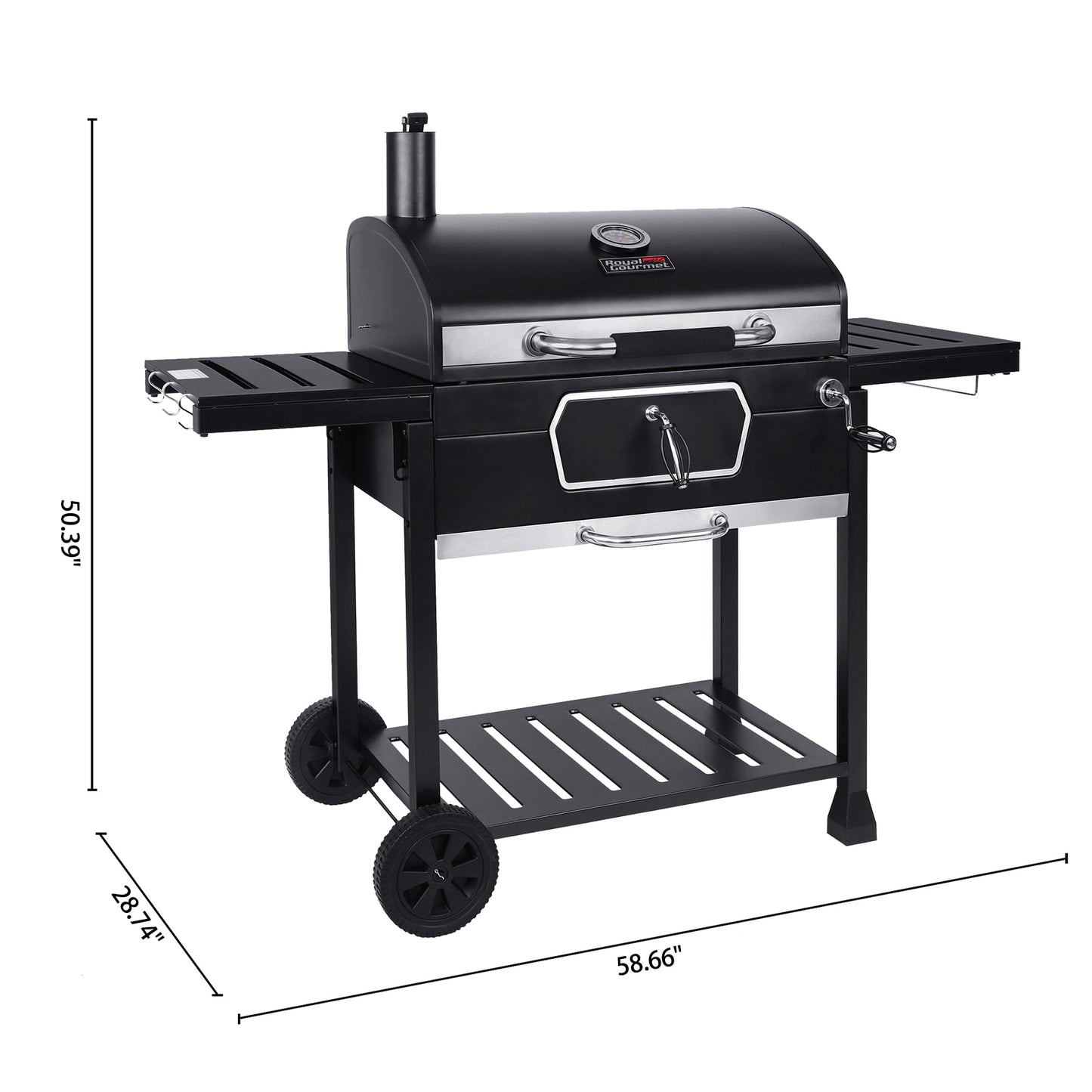 Royal Gourmet 30" CD2030AN Deluxe Charcoal Grill, BBQ Smoker Picnic Camping Patio Backyard Cooking, Black