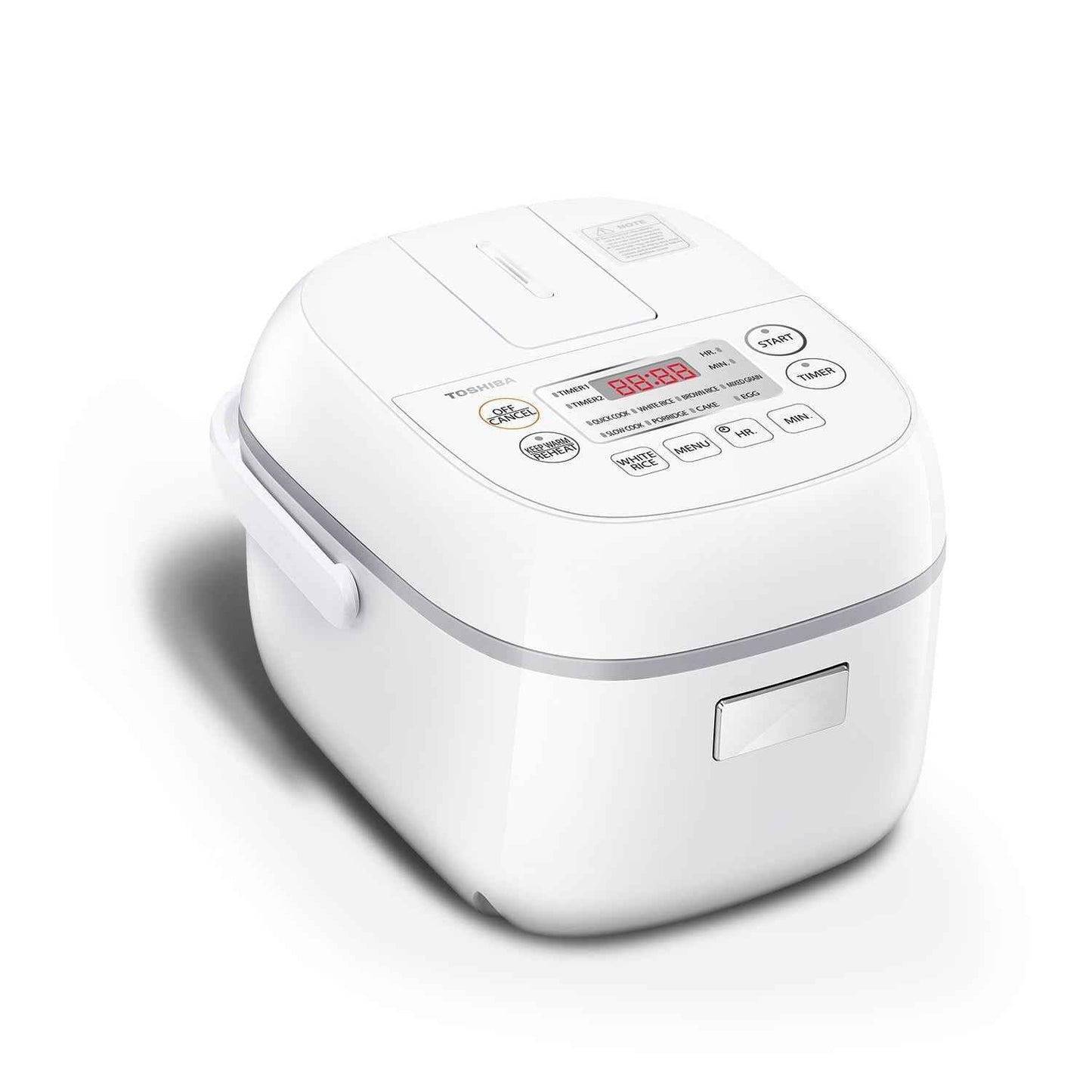 Toshiba 3-Cup Electric Rice Cooker, Steamer and Warmer, White - Nonstick Interior