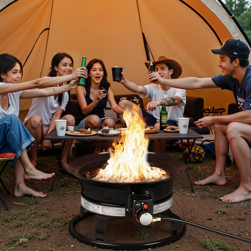 Homall Portable Propane Fire Pit for Outside, Smokeless Gas Fire Bowl with Auto-Ignition, 19-Inch Diameter Lid & Carry Kit, for Patio,, Black